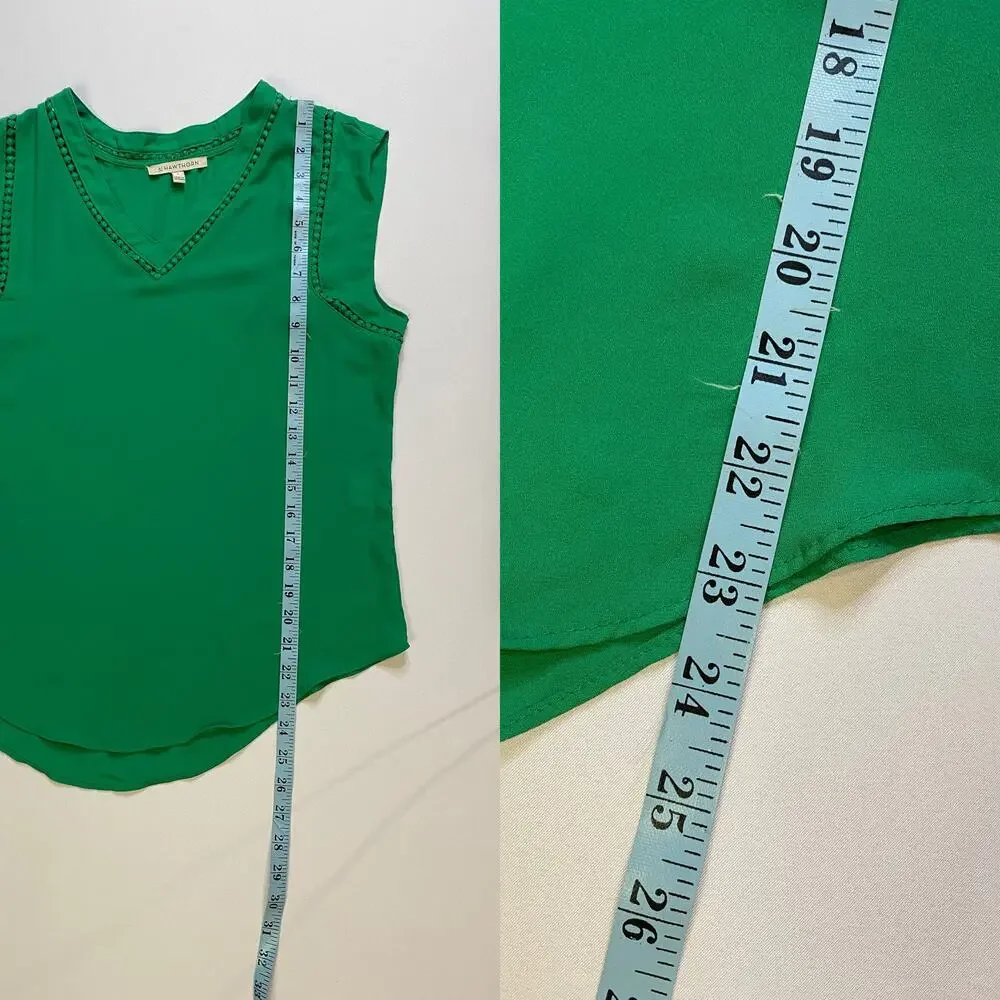 41 Hawthorn Light Green Sleeveless Blouse Embroidered V Neck Small - Picture 16 of 17